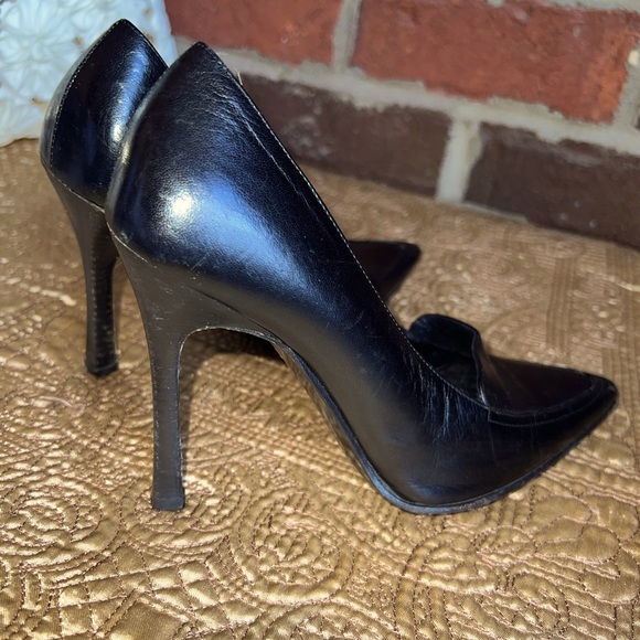 Y2K Vintage Gucci “loafer stilettos “👠 Black leather with a wooden heel - Picture 2 of 15